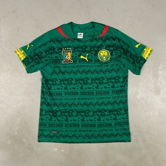 Vintage Y2K Puma Cameroon Fifa Sportswear Retro Essential Soccer Jersey Large - Picture 1 of 6